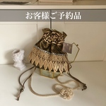 【ご予約品】刺繍レース　巾着ポーチ　冬　バッグインバッグ Lサイズ　パーティバッグ　フォーマルバッグ　ポーチ　巾着　卒業式　七五三　ショルダーバッグ　着物バッグ　和装バッグ　卒業式バッグ