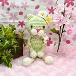 ✨『春が来た』✨世界で1匹のあみぐるみねこちゃん(グリーン❤️)