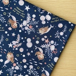 50*50【シーチング】ふわり煌めくマーメイド／赤×水色《 生地 シーチング生地 コットン 綿 ゆめかわ 可愛い プリンセス 海 入園グッズ 女の子 COTTONCANDY 薄手 》