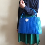 新色です♪瑠璃色☆オーバルかごバッグ♪大きめ☆受注製作です。