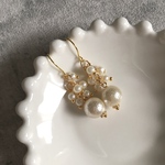 イヤリング/樹脂フック対応　大人シンプルパールピアス e117 