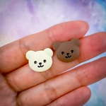 【くま好きさんにオススメ】茶色と白色のクマちゃんおもしろピアス 
