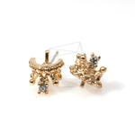 ERG-053-MG【4個入り】キュービックジルコニアクラウンピアス,CZ Crown Ear Post