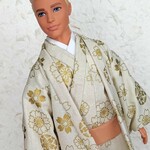 ◾「金花紋…生成」30cm男子ドール着物＆羽織り