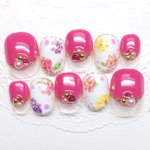 RUNA♪ベリショローズピンクフラワーネイルチップ