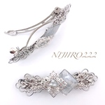 雪色と透かしのミニバレッタ ☆送料無料☆ホワイト　#髪飾り　#シルバー　#ヘアアクセサリー　#プチギフト　レジン