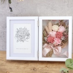 【結婚祝い】フォトフレームL/ピンク花束／両親贈答品★名入れ可能★