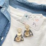 ホワイト♡インド刺繍リボンピアス
