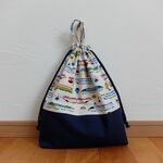 体操服入れ・お着替え袋＊新幹線＊オフホワイト