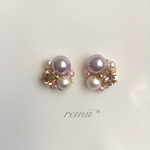 ビジューイヤリング＊vintage rose