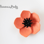 4個セット　大輪のキャロットオレンジ色のお花　デコレーションパーツ　20*20ｍｍ