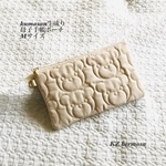受注制作　Mサイズ　kumasan生成り　母子手帳ポーチ　くま　刺繍　