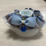 【新柄✨チェック】猫の首輪　シュシュタイプ　くすみラベンダー