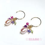 【天然石ピアス】14kgf　淡水パール　フックピアス　ハンドメイド