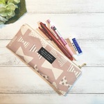 リボンのぺたんこペンケース＊くすみピンク＊