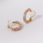 #833_E ソフトタッチイヤリング★マルチカラームーンストーンのフープイヤリング