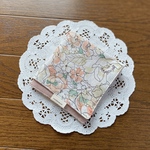 ＊コットンとトリプルガーゼのハンカチ＊花柄 オレンジ系
