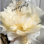 送料無料【ムーンオブジェとかすみ草のバルーンブーケ】長く楽しめて華やか！　