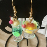 ミニチュア 昭和レトロ！クリームソーダとプリンアラモード　ピアス or ストラップ