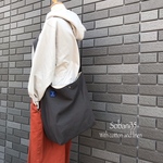 長さ調節できるハーフリネンのトートバッグ　＊チャコールグレー＊