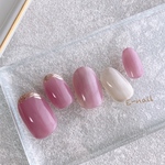 ちゅるちゅるpink ×  mirror 𓂃٭   ネイルチップ  春ネイル　ピンク　ミラー　大人ネイル
