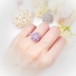 重ね付けも可愛いレースの小花リング＊パープル