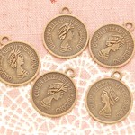 チャーム素材♪コイン/10個/金古美