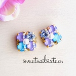 再販紫陽花ピアス/イヤリングブルーゴールド