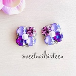 再販紫陽花ピアス/イヤリングパープルシルバー