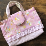 お道具袋♡ユニコーン×ピンクギンガムチェック♡上履き入れ 辞書バック ミニ レッスンバッグ ゆめかわ 入学