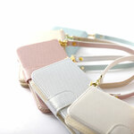ストラップ付き　大人可愛い パステル パールカラー ミラー 手帳型スマホケース 全6色 ほぼ全機種対応 iPhoneケース アンドロイド スマホカバー AQUOS Galaxy #nn00000016