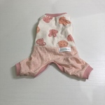 犬服ロンパース　ツートンタイプ　うさぎ柄(ピンク)&ボーダー　XSサイズ　