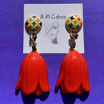 Spring🌷Flower 𓃻レトロポップチューリップ ✳ピアス イヤリング ✳昭和レトロ アンティーク 個性的 大ぶり カラフル 韓国 ゴールド 春 オルチャン アンティーク 北欧 赤 レッド