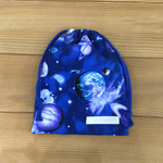 巾着  25×20センチ  給食袋、コップ袋など　惑星✨ブルー(裏地なし)