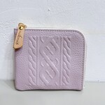 niknit～ﾆﾆｯﾄ ニット柄のかわいい革小物【ニット柄 薄型財布　ラベンダー】ショート財布