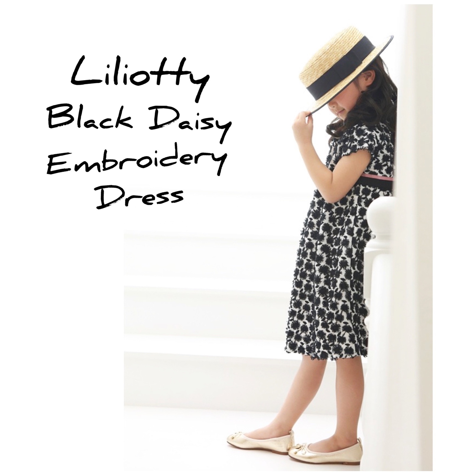 🌼ブラックデイジー刺繍のガールワンピース - LILIOTTY's