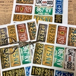 (再販×12)ヴィンテージナンバープレート＊ノーカットコラージュ素材＊コラージュペーパー＊紙モノ