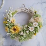Jolie botanique＜Muscat＞＊ハーフムーンリース＊プリザーブドフラワー＊お花＊ギフト＊結婚祝い＊新築祝い＊お誕生日祝い＊母の日
