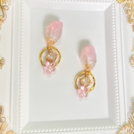 桜色鉱石ピアス イヤリング