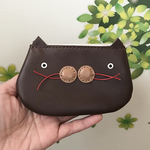 本革　レザー　猫　ねこ　ミニポーチ　ペタンコポーチ　カードケース　かわいい