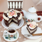 ミニチュア　フェイクスイーツ　お花のショコラケーキ