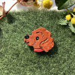 木彫わんこブローチ　トイプードル