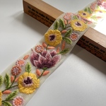 約5cm幅/刺繍リボン/カラーチュール/パープル&イエロー/花刺繍