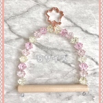 ゆらゆら小鳥のブランコ 天然木 ピンク Sサイズ [商品No.32]