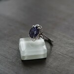 アイオライトサンストーン　サークルフラワーリング　SILVER925