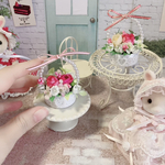 ローズピンクのパールなミニチュアフラワーアレンジメント、ミニチュア、インテリアに(*^_^*)