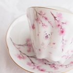 〖 桜咲く白柴赤ちゃんの湯呑み＆茶托兼プチプレートセット 〗和食器 柴犬