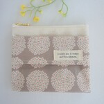 ラミネートマチつきティッシュポーチ　ミニあじさいベージュ