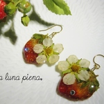 【rara 様　ご予約品】　摘みたて☆苺と苺のお花ピアス