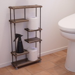 SALE20％off【即納＆送料無料】wood iron shelf 550*300*90〈グレイッシュカラー〉アイアン ラック トイレ 収納棚 棚 シェルフ 鉄 木 ビンテージ シャビー 両面棚